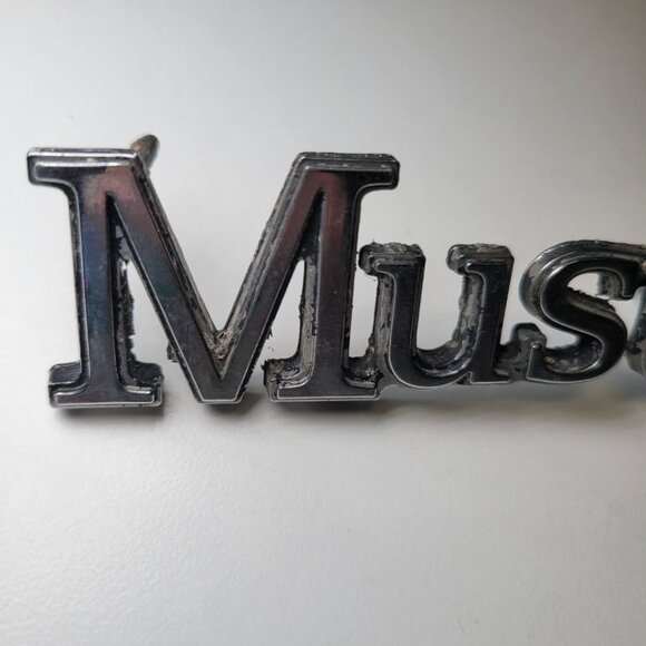 Mustang Emblem Word Chrome Pair Double D4ZB Vibtage 70s Replacement 5 Inch - Picture 5 of 8